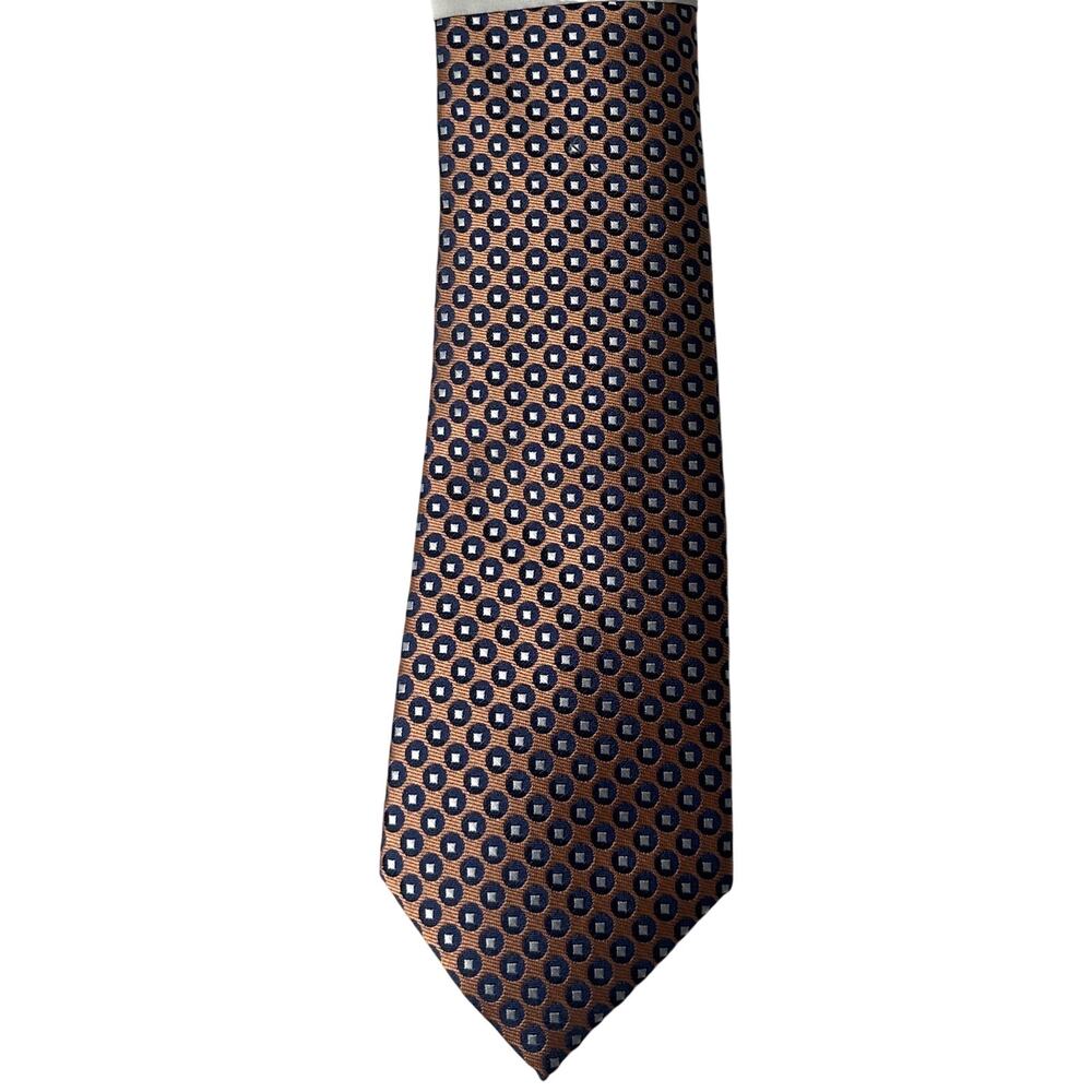 Perry Ellis Portfolio Orange Geometric Tie | Modern Preppy Office Core